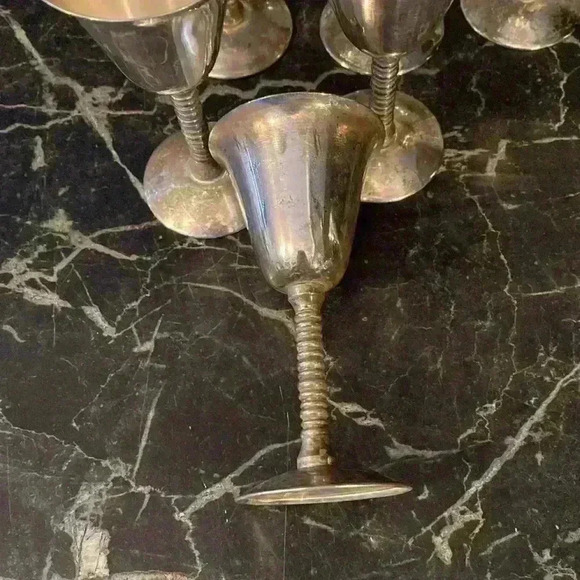 Vintage metal Goblet Chalice Wine Cup Modern Mid  Century Metal Glasses Stemware - Picture 5 of 16
